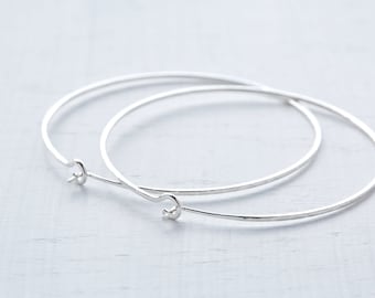 Handmade 925 Sterling Silver Large Hoop Earrings