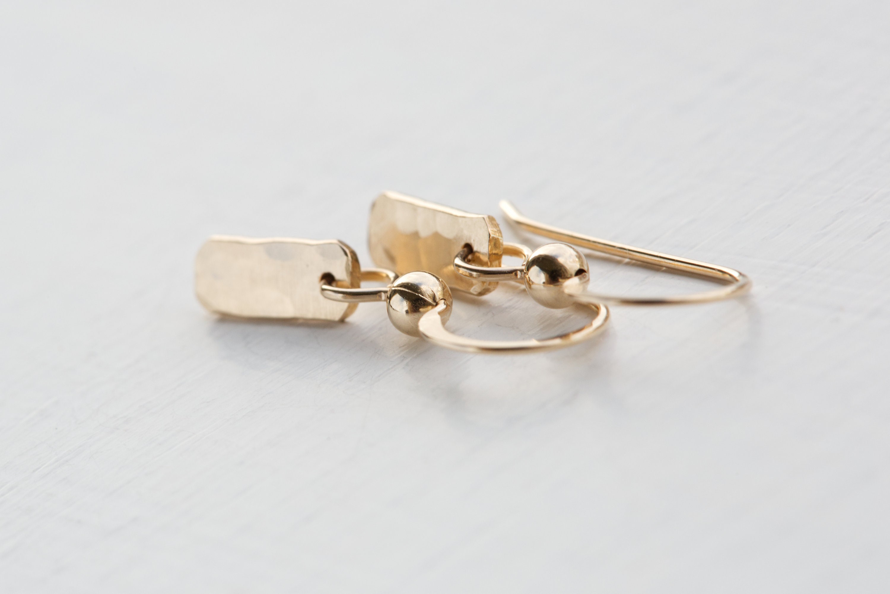 Handmade 14K Gold Filled Small Rectangular Drop Earrings - Etsy UK