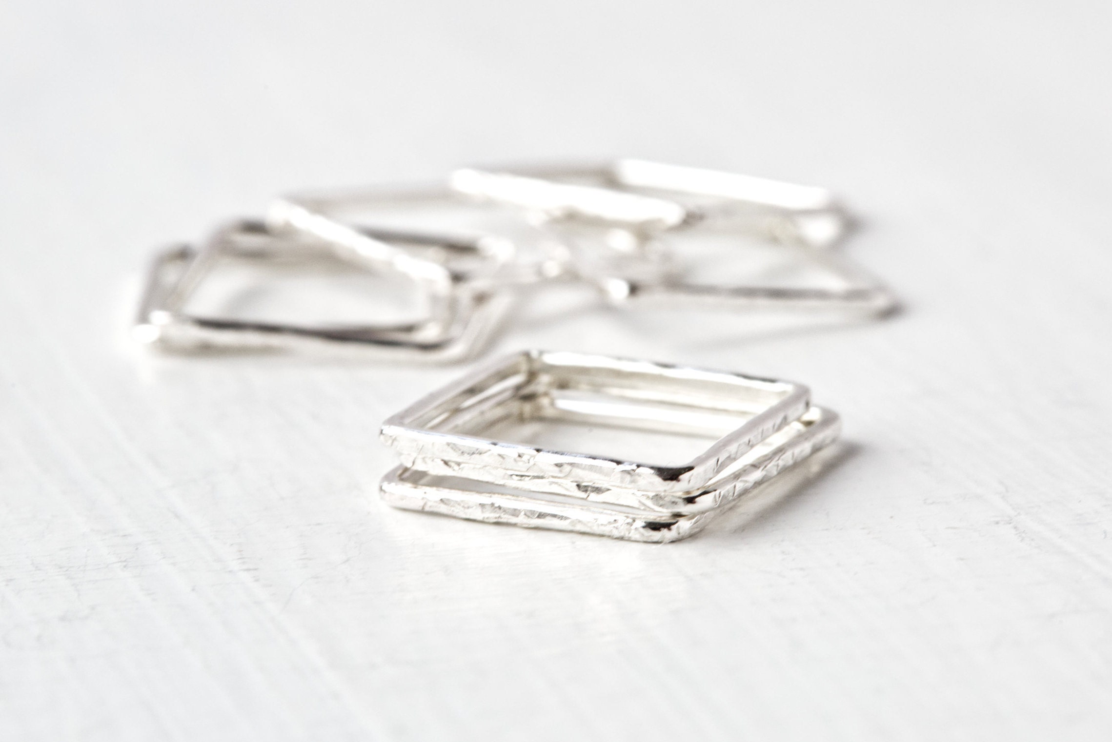 Stackable Square Rings Handmade 925 Sterling Silver Stackable Square Ring - Etsy UK