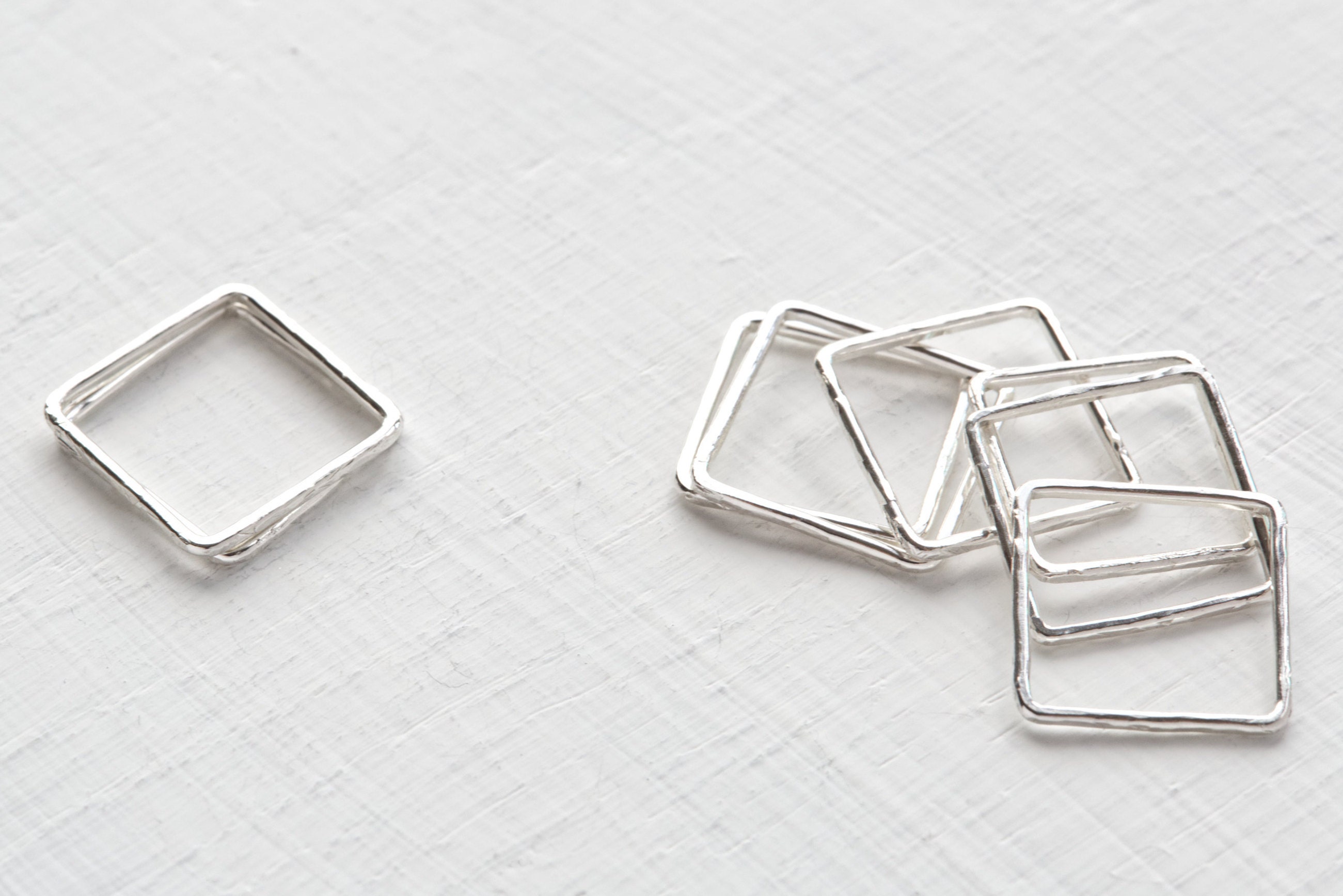 Handmade 925 Sterling Silver Stackable Square Ring - Etsy UK