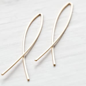 Handmade 14K Gold Filled Large Arc Threader Earrings