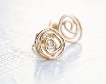 Handmade 14K Gold Filled Swirl Stud Earrings