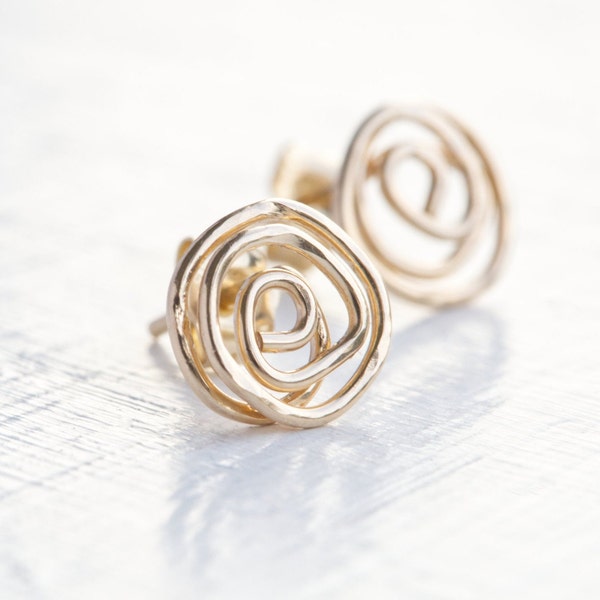 Handmade 14K Gold Filled Swirl Stud Earrings