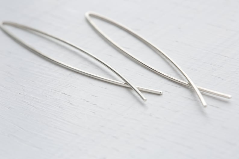 Handmade 925 Sterling Silver Large Arc Threader Earrings Etsy UK