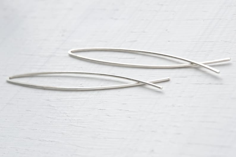 Handmade 925 Sterling Silver Large Arc Threader Earrings Etsy UK