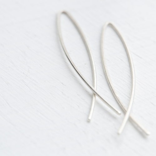 Handmade 925 Sterling Silver Large Arc Threader Earrings Etsy UK