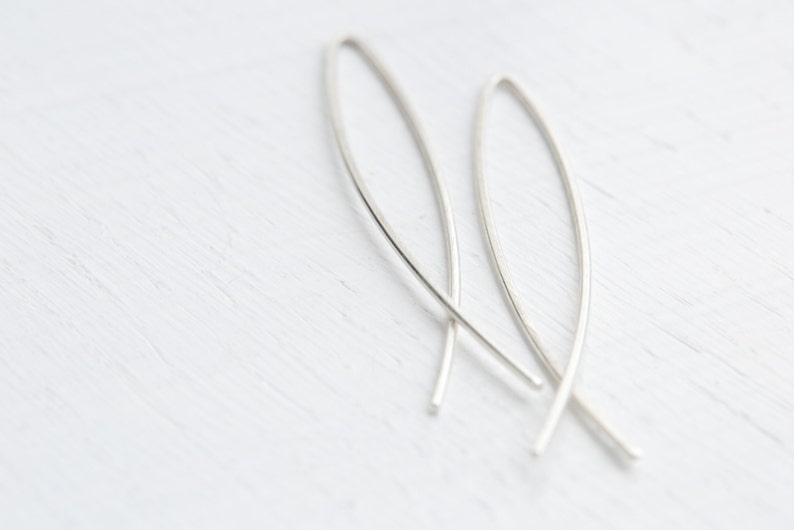 Handmade 925 Sterling Silver Large Arc Threader Earrings Etsy UK