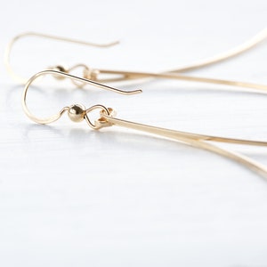 Handmade 14K Gold Filled Double Curved Bar Drop Earrings