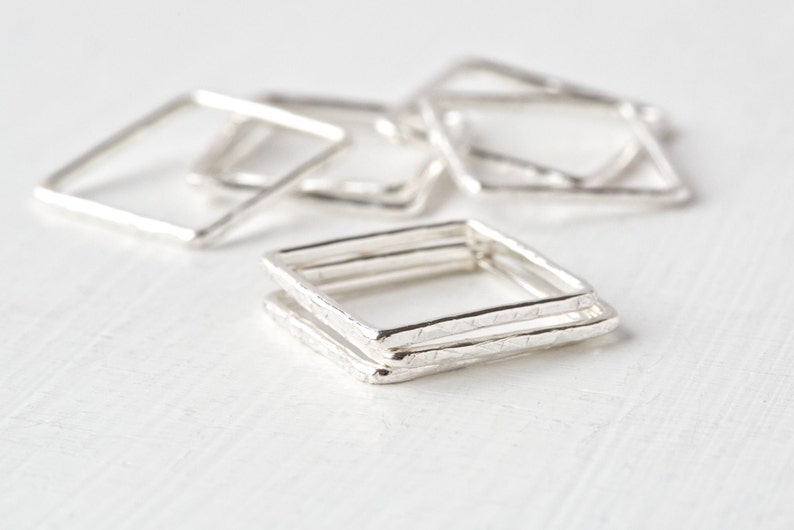 Handmade 925 Sterling Silver Stackable Square Ring - Etsy UK