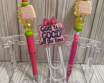 Juego de bolígrafo y lápiz de la Santa Biblia con marcapáginas