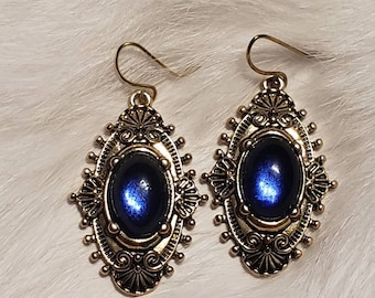 SOPHIA • Blue Tigers Eye Ornate Earrings