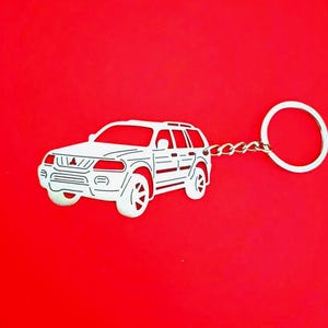 Custom Car keychain Pajero Sport 2003, exclusive stainless steel keychain key ring, Birthday gift