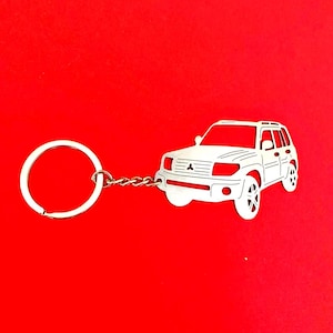 Custom Car keychain Pajero Pinin, exclusive stainless steel keychain key ring, Birthday gift