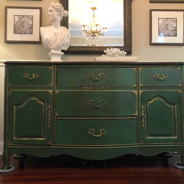 Provincial French Buffet// French Green Dresser// French Table