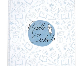 Buch blau Hallo Schule für Mädchen und Jungen 48 Seiten Hardcover 21x21 cm Mein erstes Schuljahr Einschulung Geschenk erster Schultag