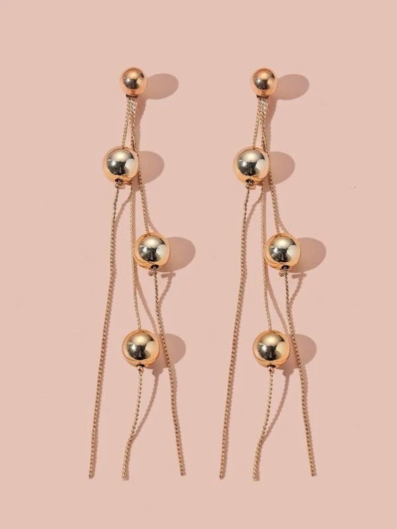 Gold Round Ball Drop Earrings I Gold Statement Earrings I Etsy