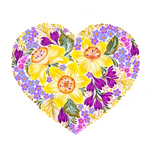Feliz Dia das Mães Design de coração floral download instantâneo, cartão de coração de flores decorativas digitais, cartão de sinal de amor de renda