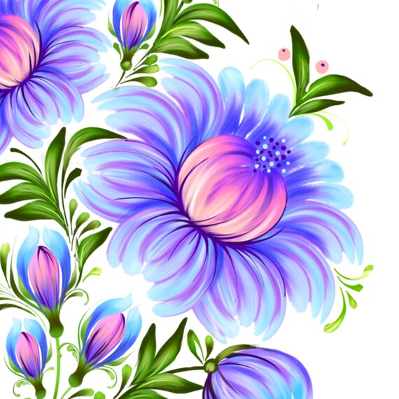 Ukrainian Folk Petrykivka Painting, Decorative Floral Pattern Wall