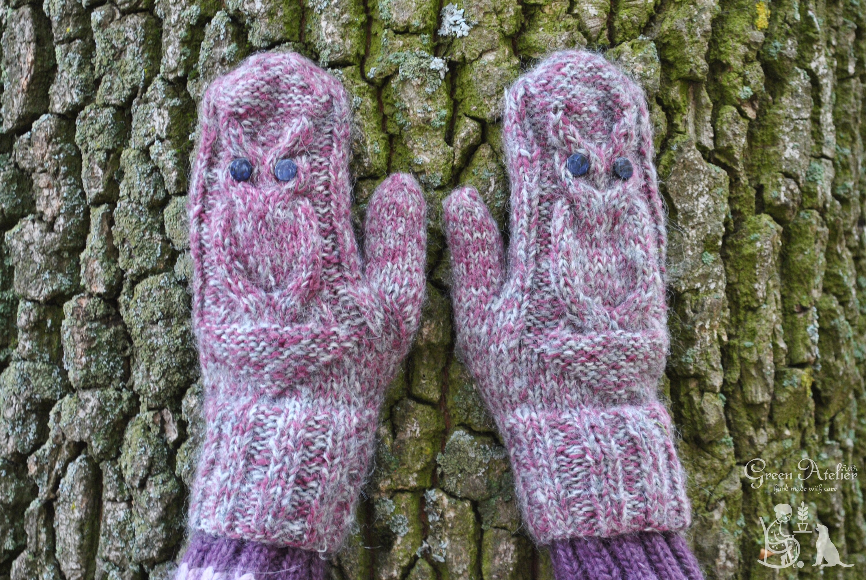 Wool Mittens, Womens Mittens, Knit Mittens, Handknit Mittens, Purple