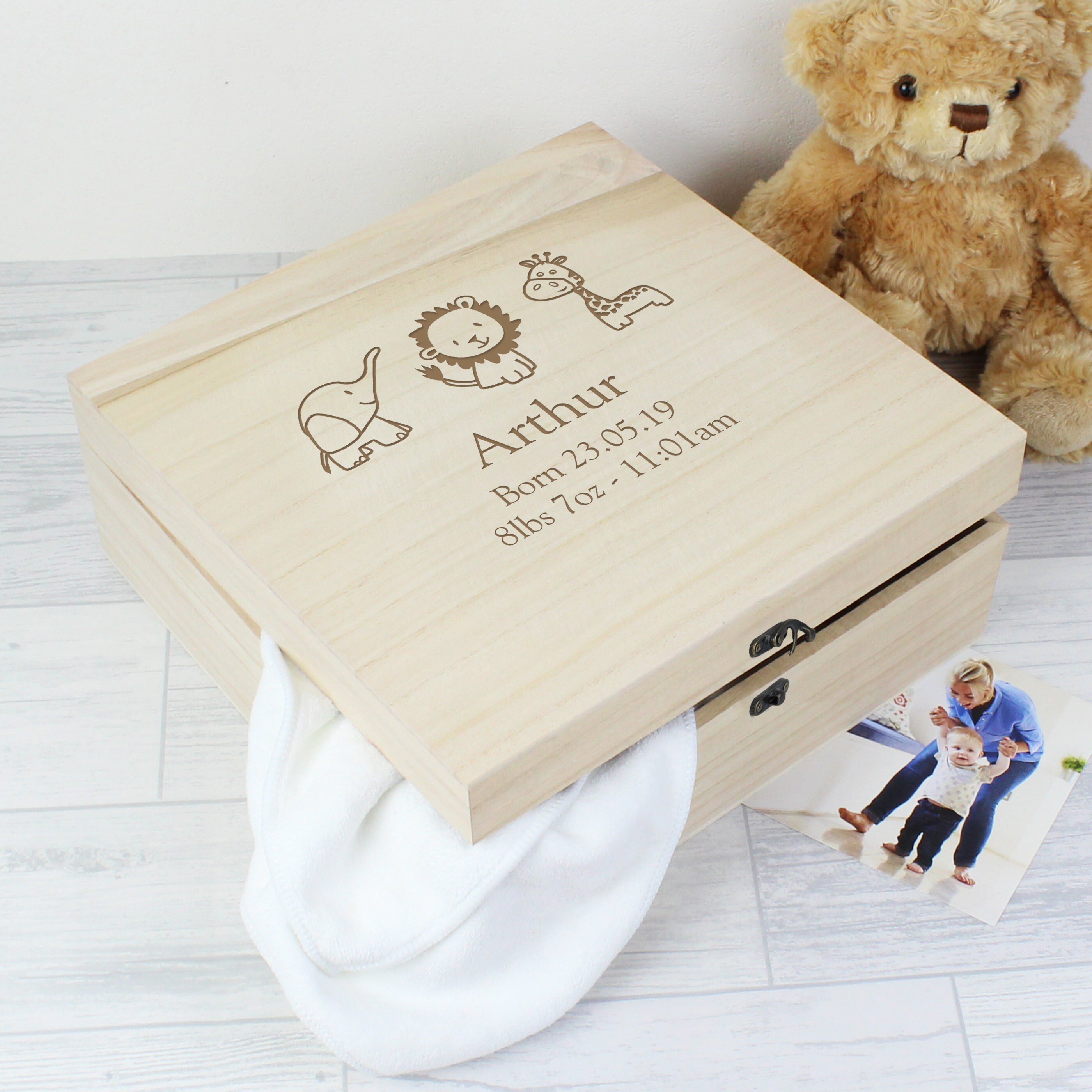 Personalised Wooden Baby Keepsake Box Newborn Memories Etsy UK