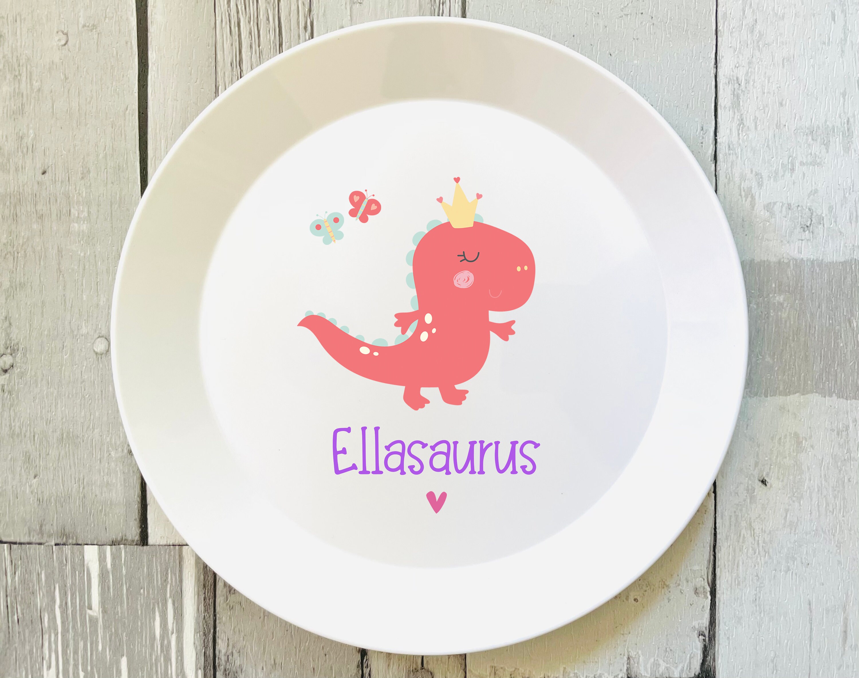 Personalised Girls Dinosaur Dinner Plate Pink Dinosaur Etsy
