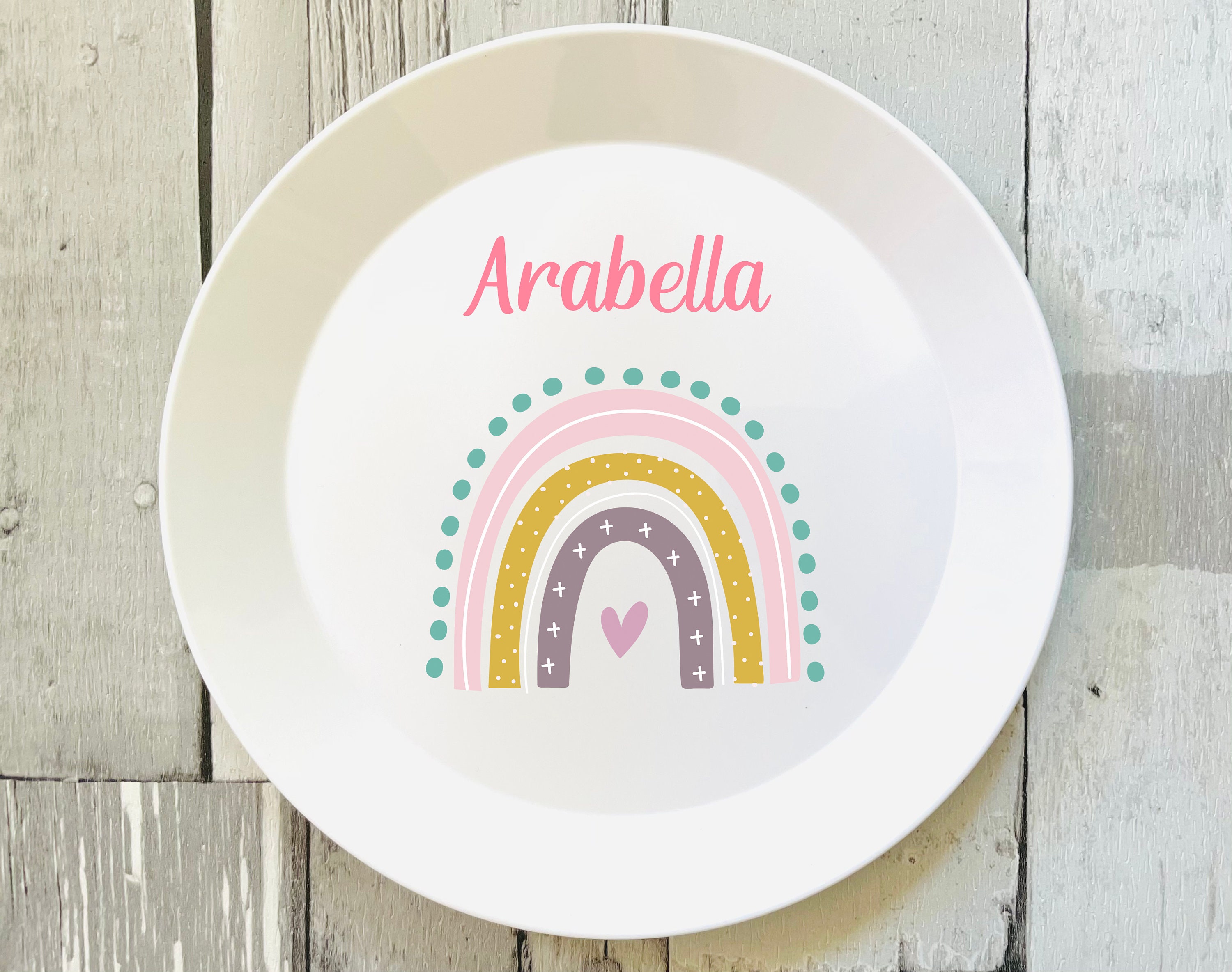 Personalised Rainbow Dinner Set Children's Rainbow Plate Etsy UK