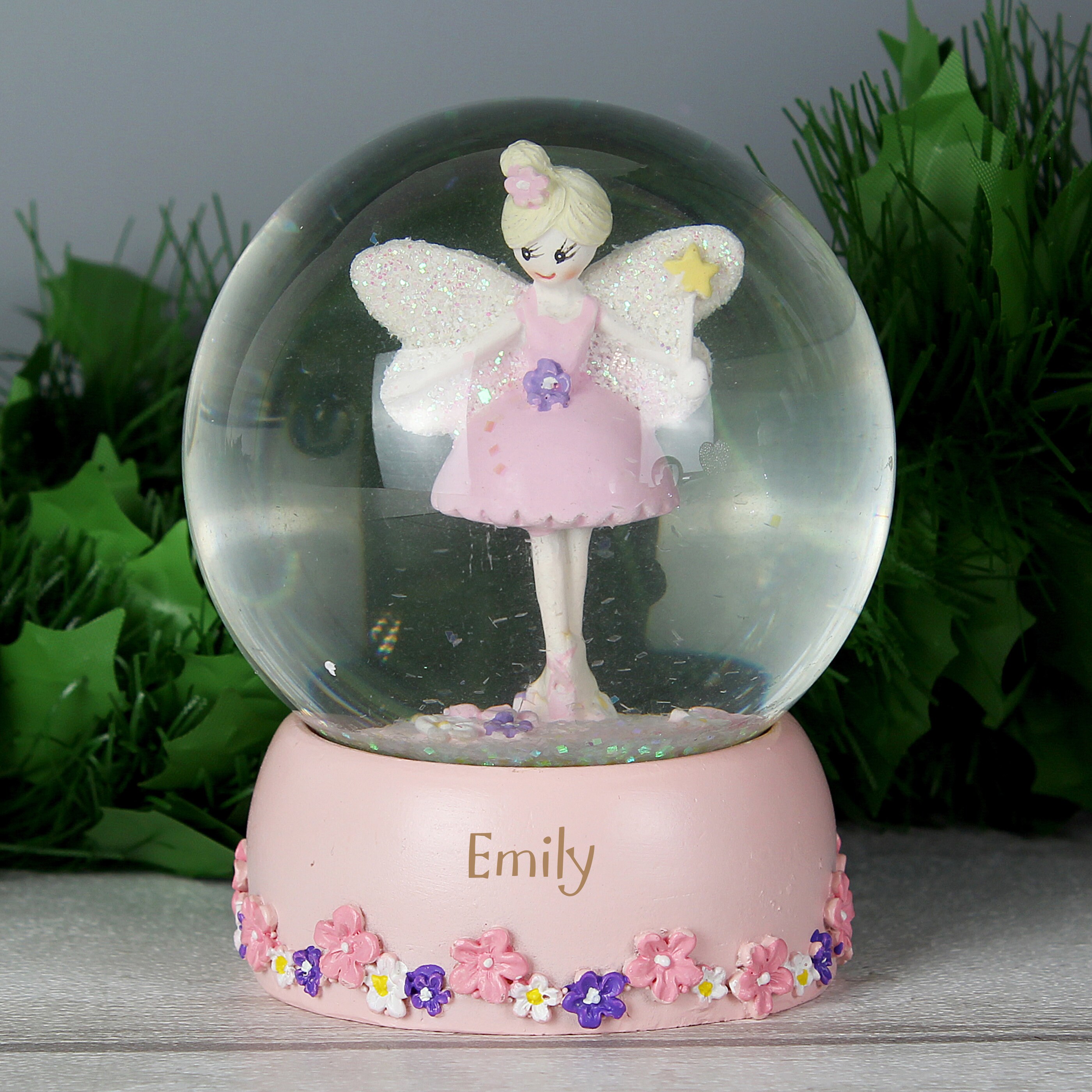 Personalised Fairy Snow Globe Glitter Globe Pink Snow Globe Etsy