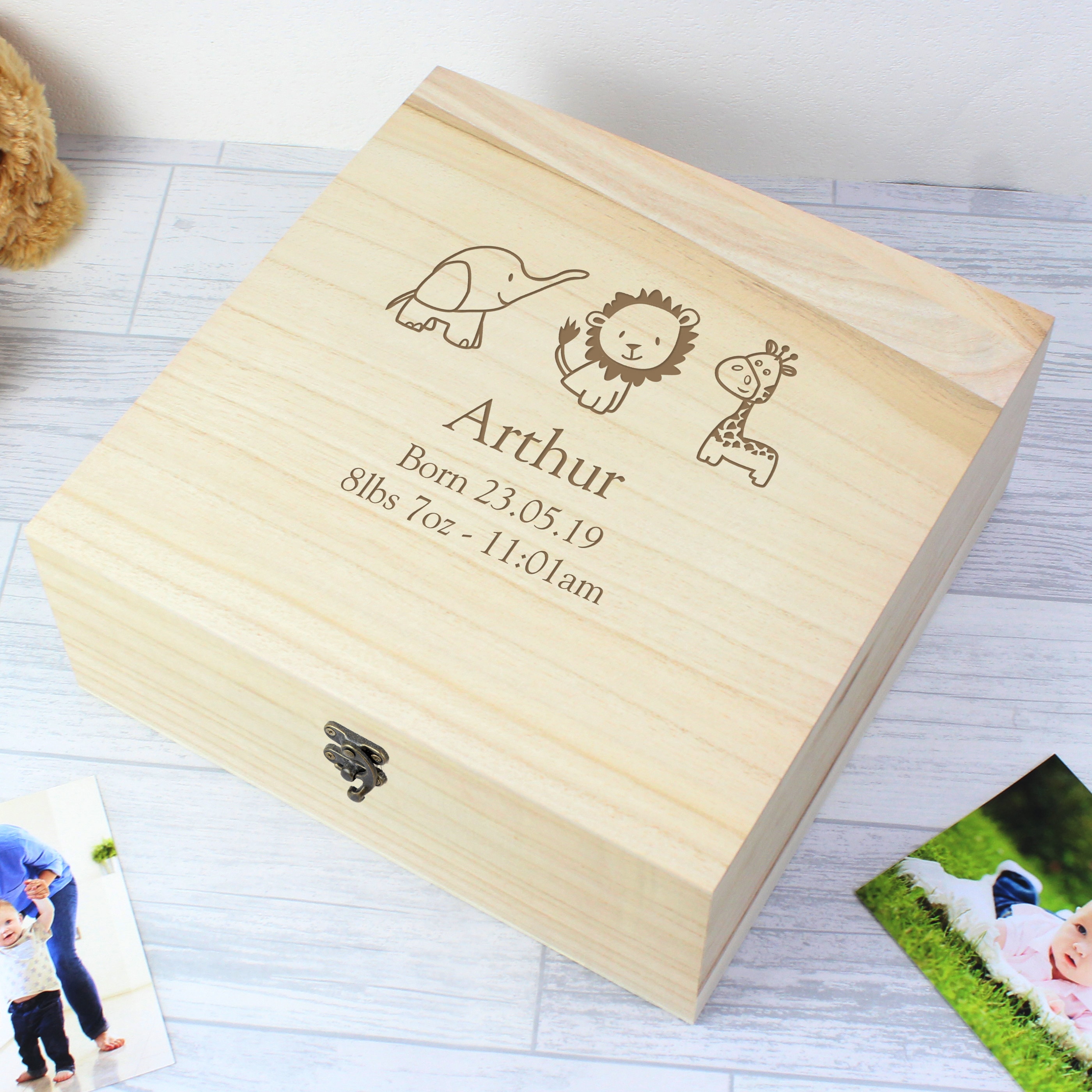 Personalised Wooden Baby Keepsake Box Newborn Memories Etsy UK