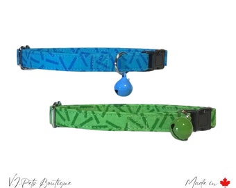 Collier pour chat unisexe Sprinkles vert ou bleu | Confettis | Chaton | Tabby | Sonnette incluse | Petit-Grand