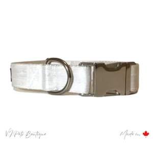 White Dupioni Silk Wedding/Bridal Dog Collar | Wedding | Bridal | Collier Chien Chienne | 5/8&quot;-1&quot;