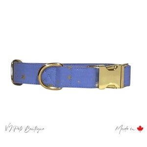 Collar para perro azul bígaro / Rifle Paper Co. / Celestial / Estrellas / Verano / Collier Chien / 5/8&quot;-1&quot;