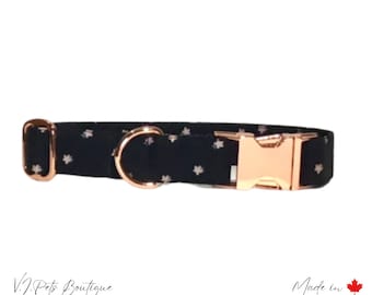 Mini collier pour chienne en or rose avec fleurs | Collier fleuri | Collier Chien | Livraison gratuite CAN | 5/8&quot;-1/5&quot;