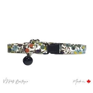 Berry Fields Female Cat Collar | White/ Blue, Green & Orange | Liberty of London | Kitten | Bell Included | FREE CAN SHIPPING