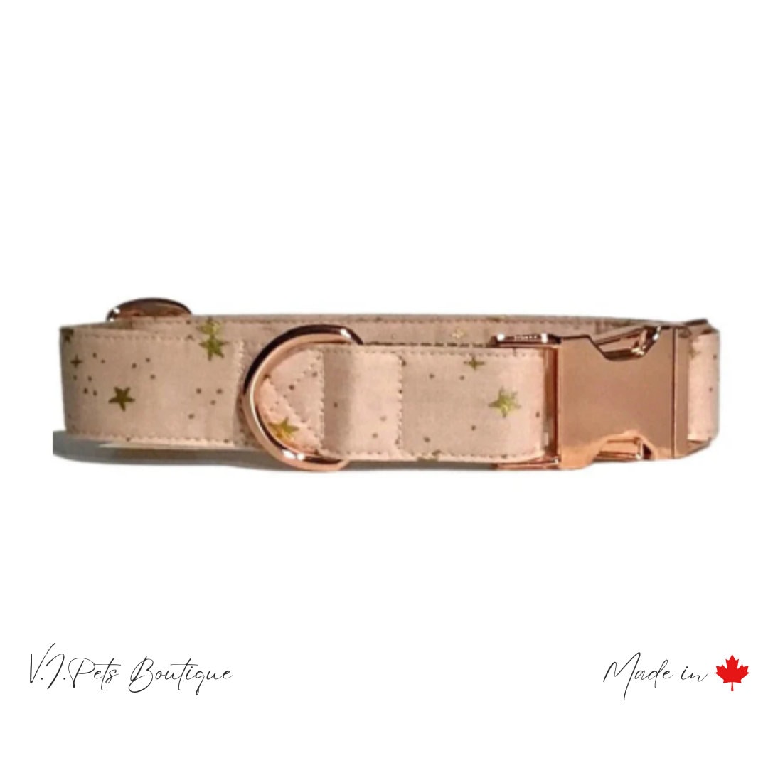 Blush Pink W/ Gold Stars Dog Collar Rifle Paper Co. 