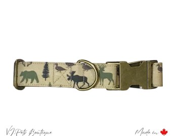 Canadian Wildlife Dog Collar | Fall Dog Collar | Winter Dog Collar | Canada Dog Collar | Moose Bear Duck Deer | Gift for Dog Owner | Hunting