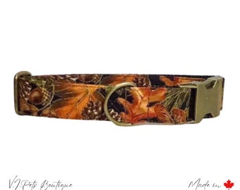 Leaves Trees & Pine Cones Dog Collar | Nature | Camo Camouflage Hunting | Collier Chien | 5/8"-1"