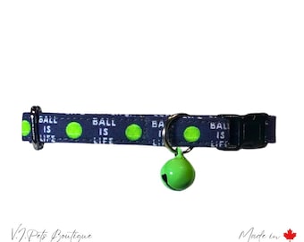 Ball is Life Cat Collar | Tennis Balls Cat Collar | Kitten Collar | Cat Collar with Bell | Kitten | Small-Large
