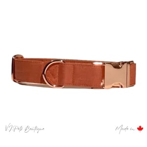 Coral 100% Linen Dog Collar | Collier Lin Chien Chienne | Fall Autumn Autumne  | 5/8&quot;-1&quot;