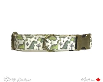Dinosaur Dog Collar | Puppy Collar | Cute Collar | Dog Mom | 3/4"-1" XS-XL | Christmas Gift For Dog Owner | Brass or Plastic Buckle |  T-rex