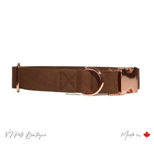 Brown 100% Linen Dog Collar | Collier Chien Chienne | Autumn Fall Autumne | 5/8&quot;-1.5&quot; | Free CAN Shipping