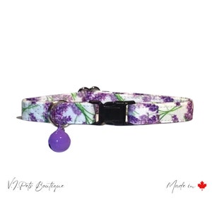 Floral Cat Collar: Lavender Kitten Collar with Bell