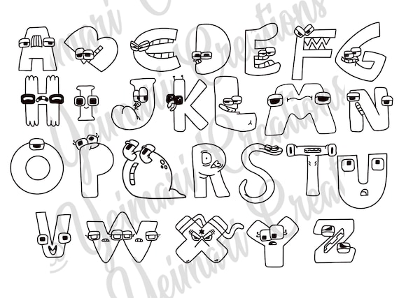 Alphabet Lore Coloring Page Alphabet Lore Outline Png File 