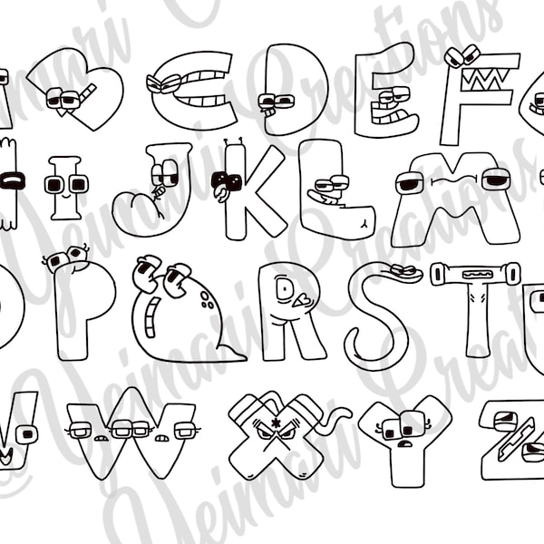 Alphabet lore coloring page , alphabet lore outline png file