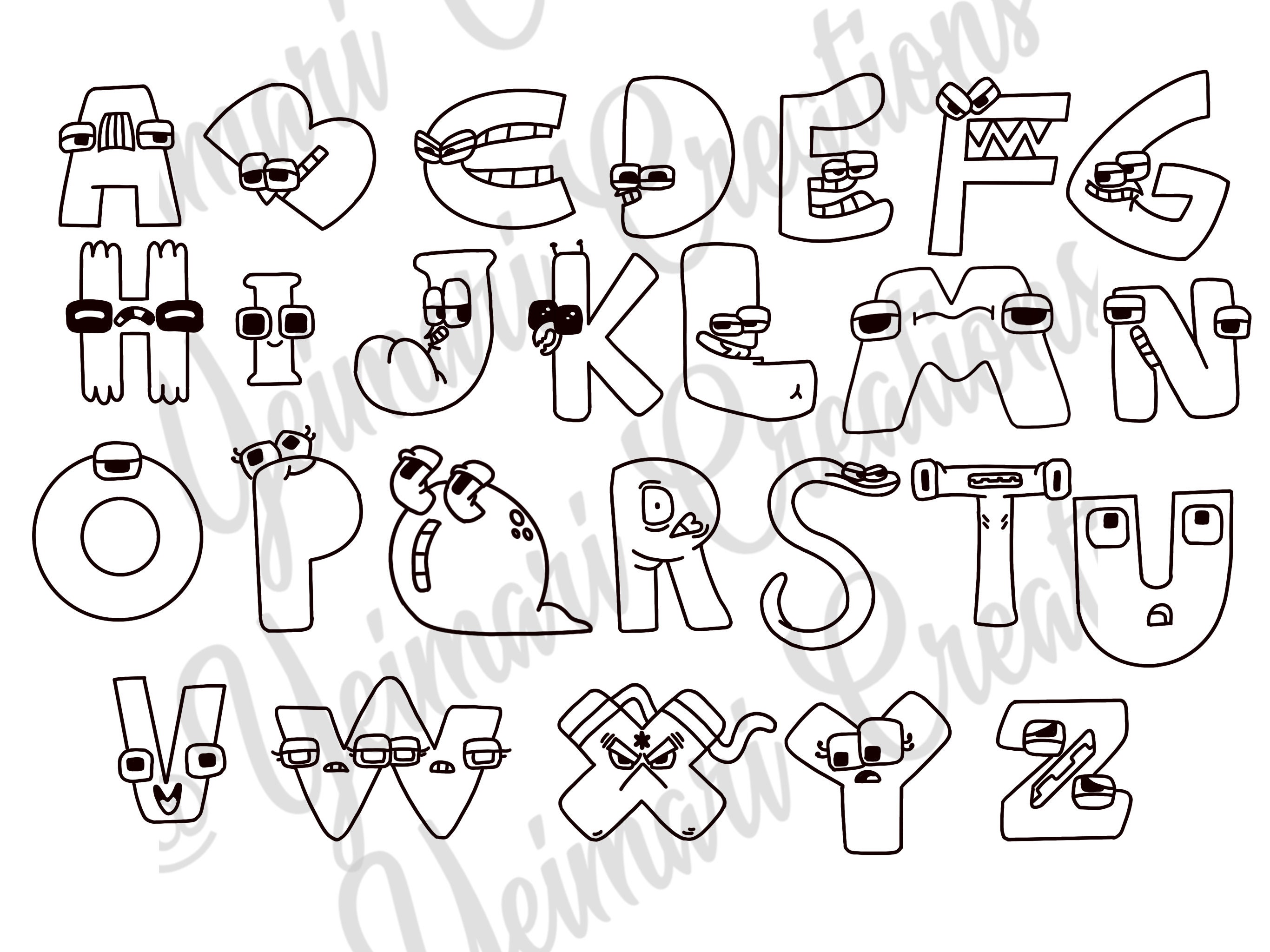 Alphabet Lore Letter X and Y Coloring Pages - Free Printable