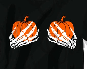 Pumpkin boobies png , skeleton hands design