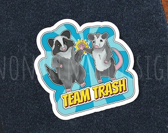 Team Trash Sticker, Cute Opossum and Raccoon Decal, Trash Gang Decal