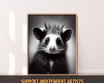 Dapper opossum print, vet office poster, gift for possum lover, opossum art print or card, 8x10 4x6 5x7 11x17, cute opossum gift, wildlife