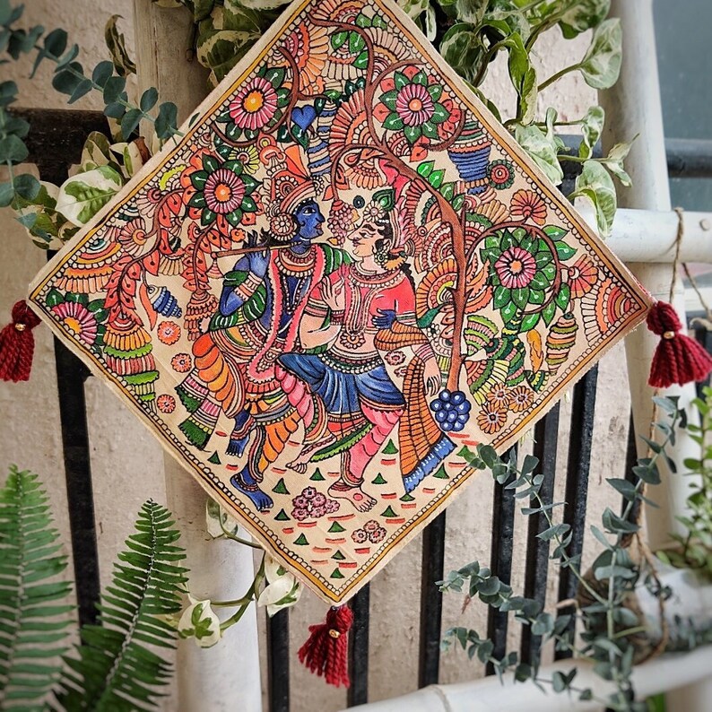 Hand Painted Wall Hangingindian Art Etsy