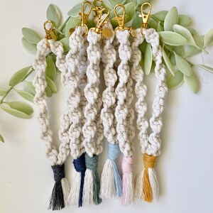 White Macrame Twisted Wristlet Keychains (Color Options)