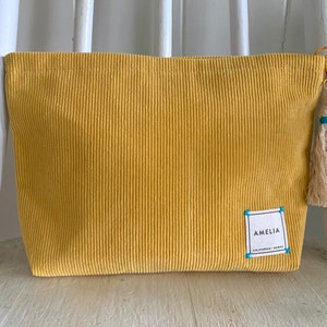 NEW!! Retro Corduroy Makeup Pouch &lt;Classic YELLOW&gt; | Travel Pouch | Cosmetic Pouch | Small Pouch | Small Makeup bag | Organizer Bag